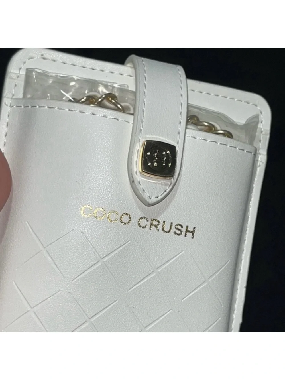 CHANEL White Quilted Coco Crush Leather Phone Crossbody with Gold Chain